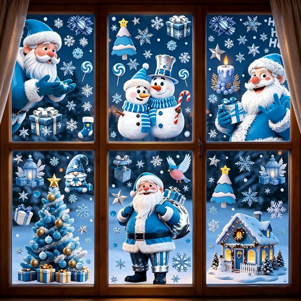 Snowflake Window Decal - Stiker Jendela Natal Motif Manusia Salju,