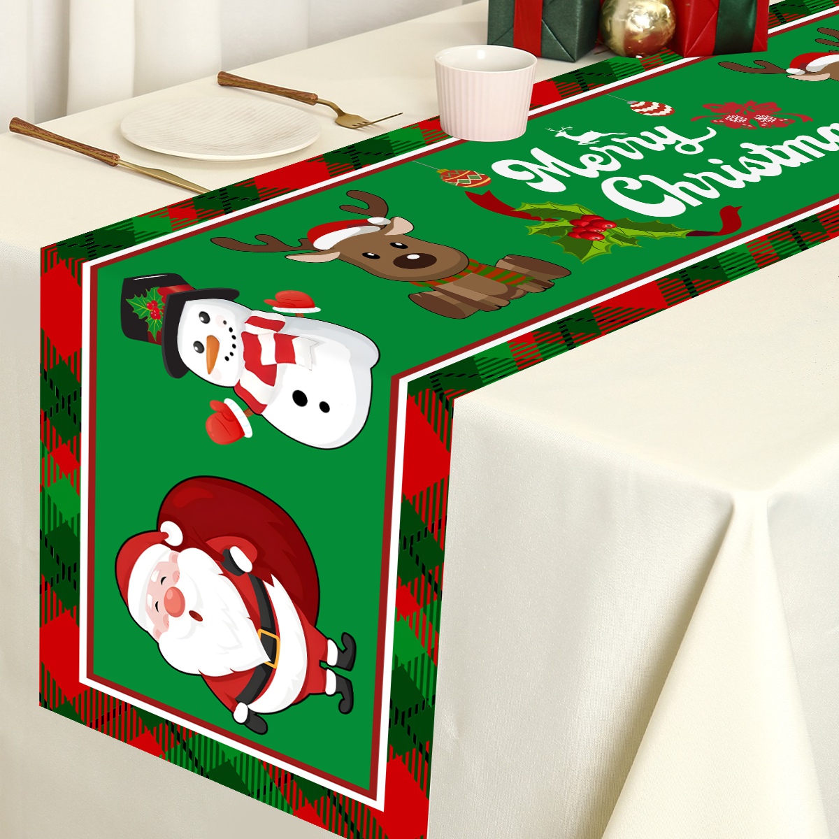 Taplak meja poliester Santa Cl - Christmas Table Runner ulasan dan harga