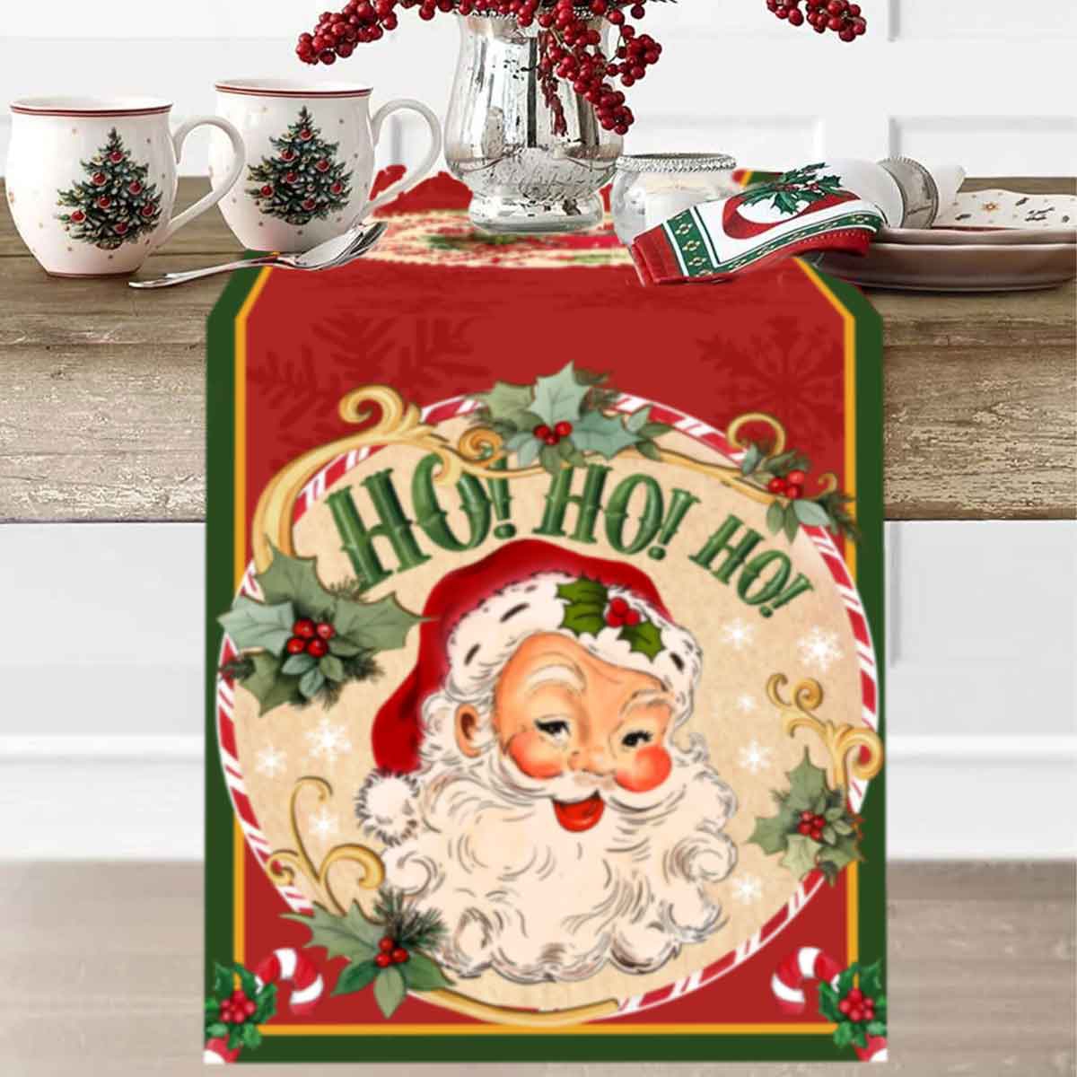 Taplak meja poliester Santa Cl - Christmas Table Runner ulasan dan harga
