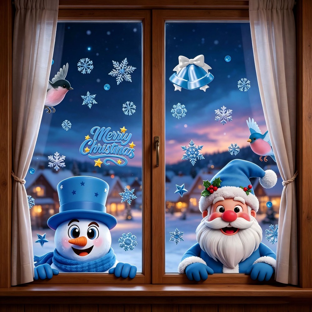Stiker Jendela Natal Motif Man - Snowflake Window Decal ulasan dan harga