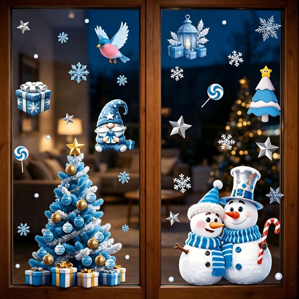 Stiker Jendela Natal Motif Man - Snowflake Window Decal ulasan dan harga