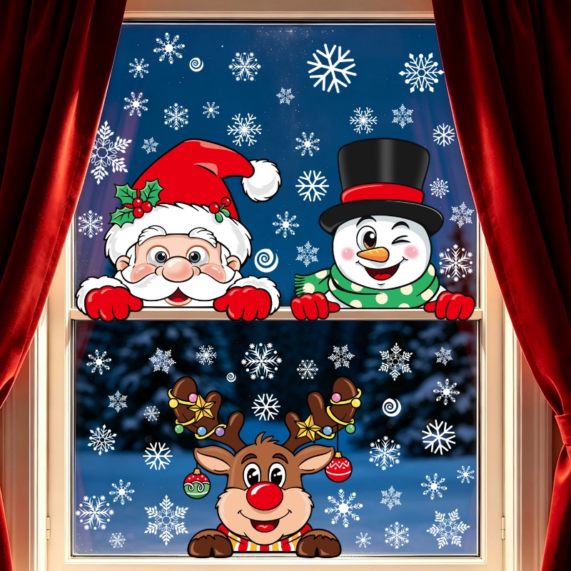 Stiker Natal Bertema Kartun Ru - Snowflake Window Decal ulasan dan harga