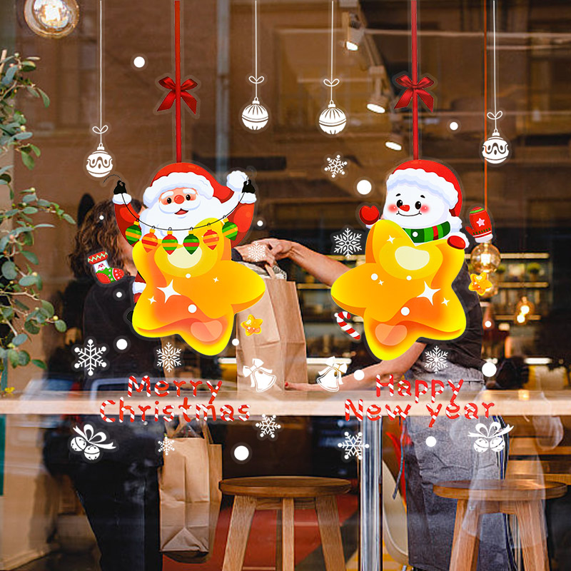 Stiker Jendela Bertema Natal,  - Snowflake Window Decal ulasan dan harga