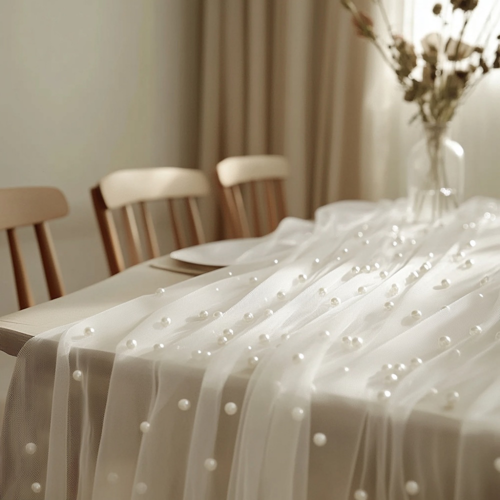 Taplak Meja Pearl Chiffon 80x3 - Christmas Table Runner ulasan dan harga