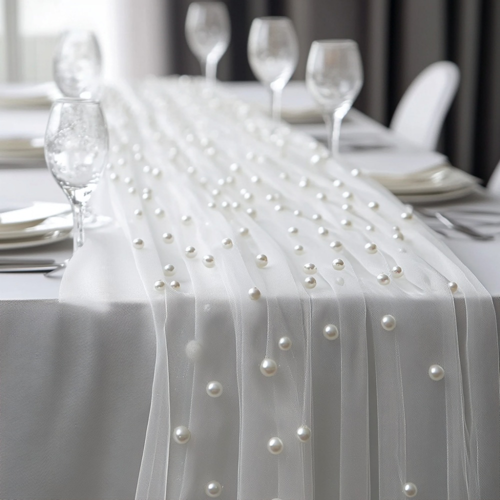 Taplak Meja Pearl Chiffon 80x3 - Christmas Table Runner ulasan dan harga